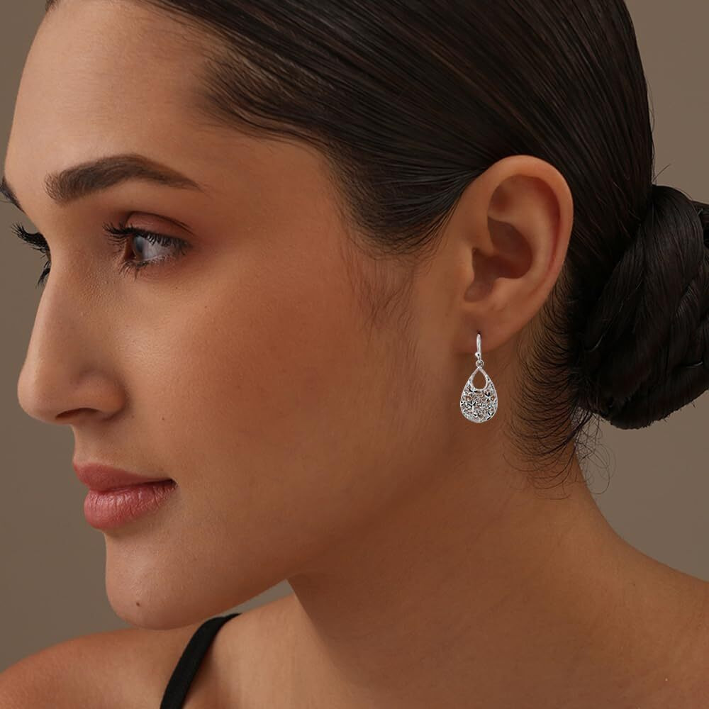 LeCalla 925 Sterling Silver BIS Hallmarked Jewelry Turkish Tear-Drop Diamond-Cut Earring for Teen Women | Rakhi Gift for Sister