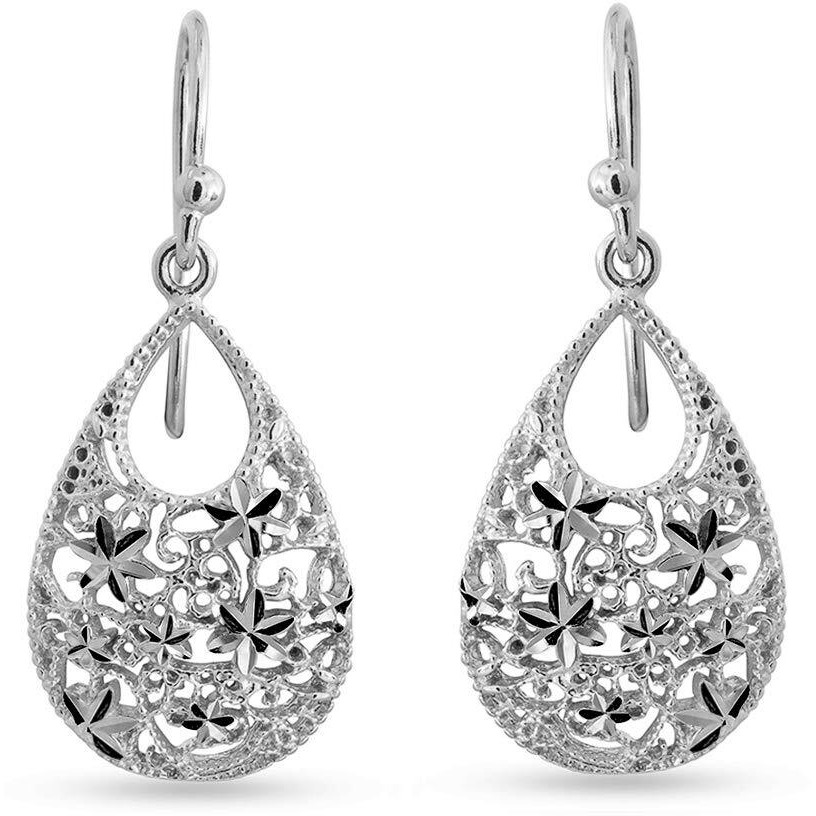 LeCalla 925 Sterling Silver BIS Hallmarked Jewelry Turkish Tear-Drop Diamond-Cut Earring for Teen Women | Rakhi Gift for Sister