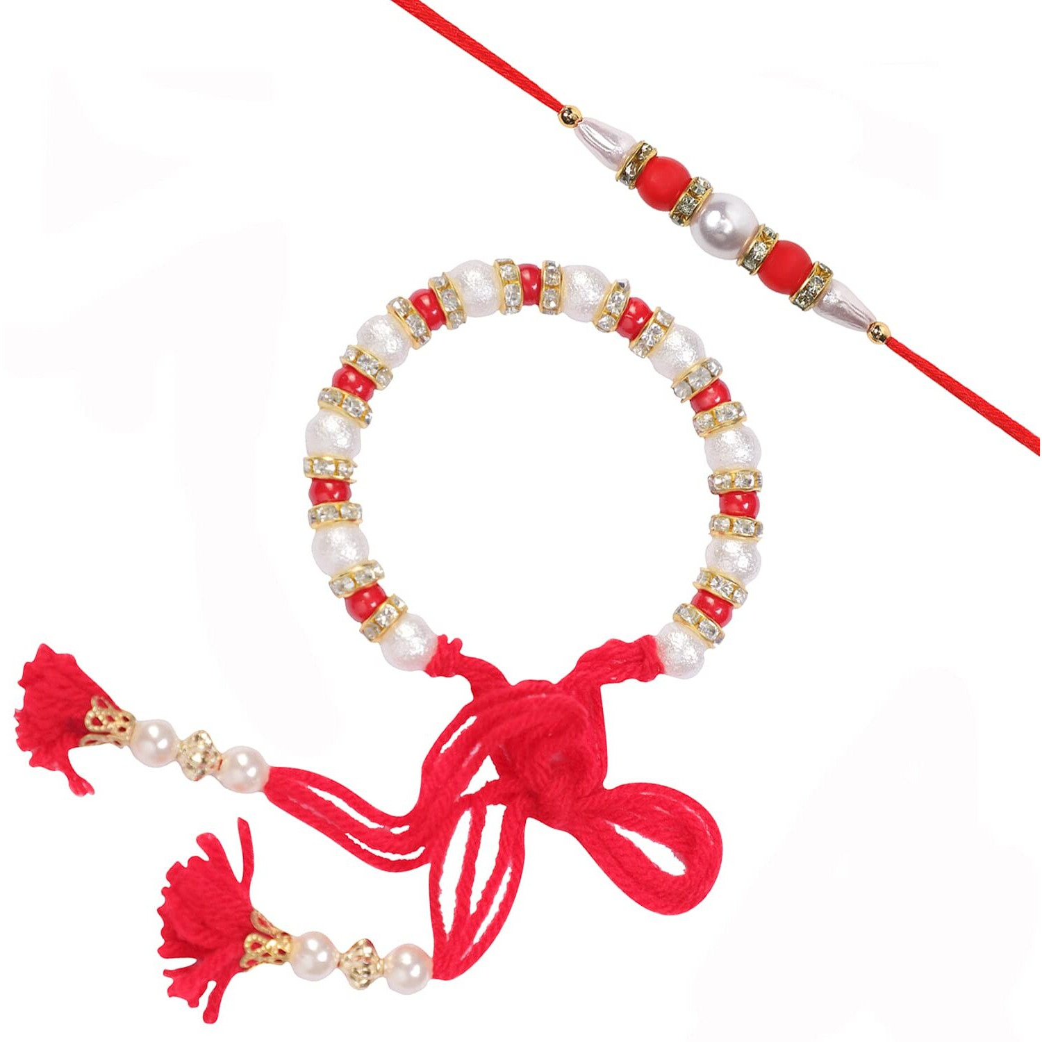Riddhika Ventures Traditional Ram Rakhi (Set of 2), God Shravan Pooja Kit Along with Shravan Pooja Wall Sticker (Set of 2), Roli, Chawal and Greeting Card (K16V1)