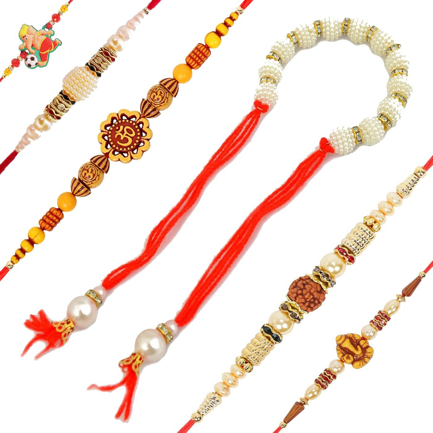 Riddhika Ventures Traditional Ram Rakhi (Set of 2), God Shravan Pooja Kit Along with Shravan Pooja Wall Sticker (Set of 2), Roli, Chawal and Greeting Card (K17P15F1H1I1U1)