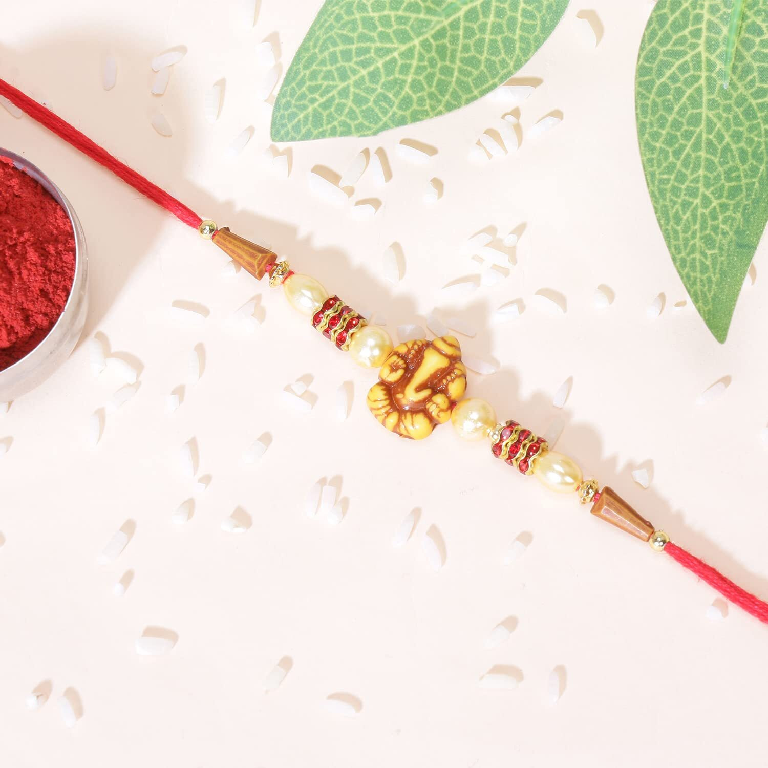 Riddhika Ventures Traditional Ram Rakhi (Set of 2), God Shravan Pooja Kit Along with Shravan Pooja Wall Sticker (Set of 2), Roli, Chawal and Greeting Card (K17P15F1H1I1U1)
