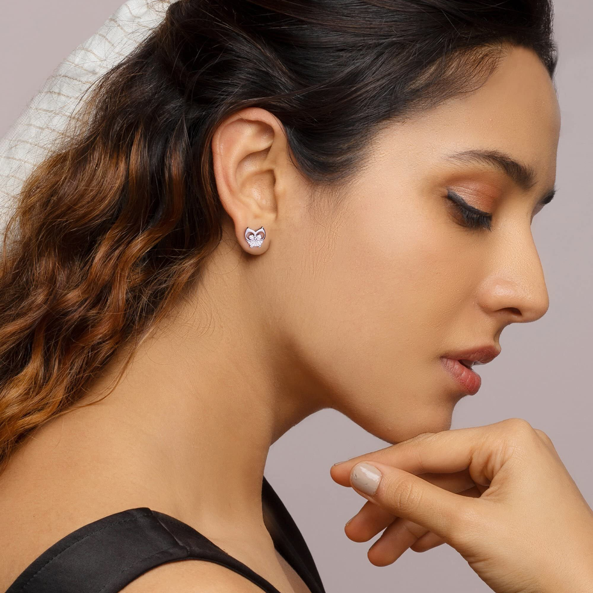 GIVA 925 Silver Anushka Sharma Sparkling Owl Earrings | Rakhi Rakshabandhan Gift for Sister Bhabhi, Gifts for Women & Girls | With Certificate of Authenticity and 925 Stamp | 6 Month Warranty*