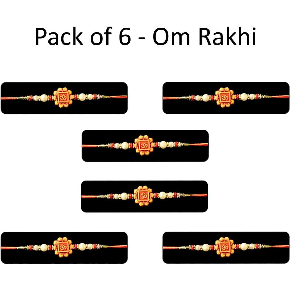 Saugat Traders OM Rakhi for Beloved Brother Set of 6 with Chocolate Pack - Handmade Exclusive Rakhi for Bhaiya - Exclusive Rakhi for Bhai - Premium Rakhi with Roli Chawal Chopra