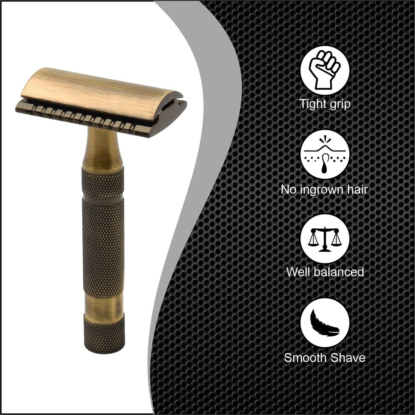 Pearl Shaving Premium Reusable Double Edge Safety Razor - Precision Shaving, Eco-Friendly, Gentle on Skin, Antique Brass Finish, Mens Shaving Kit, Rakhi Gift Option