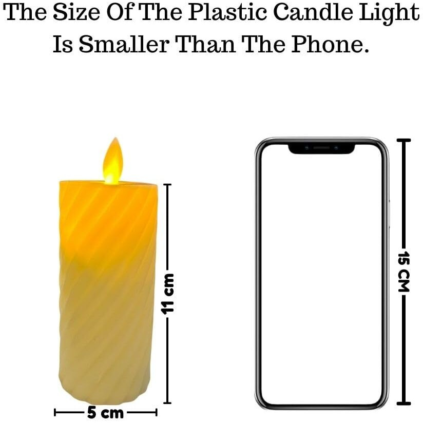 SATYAM KRAFT 2 Pcs Flameless and Smokeless Decorative Plastic Candles Led Tea Light Candle Perfect for Gifting,Home Decor, Ganpati mandap Decor, Room,Rakhi (Yellow)(11 cm Height)(Pack of 2)(Model 2)