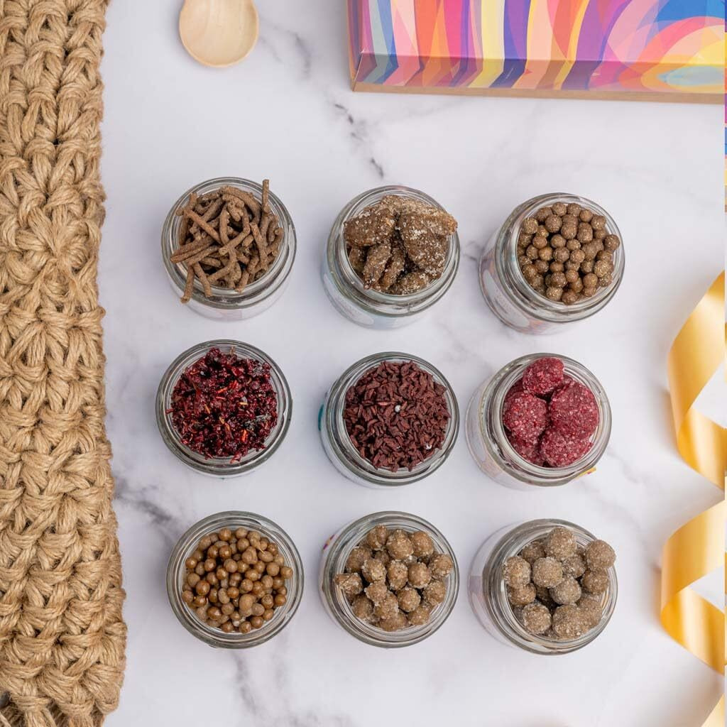 Tummy Pops Rakhi Gift Hamper | Mukhwas Combo Gift Set | Gift Packs - Paan Gulkand, Khajoor, Anardana, Gulkand Goli, Jeera, Nimbu, Khatta Meetha, Pipli, Saunf (75 g Each)