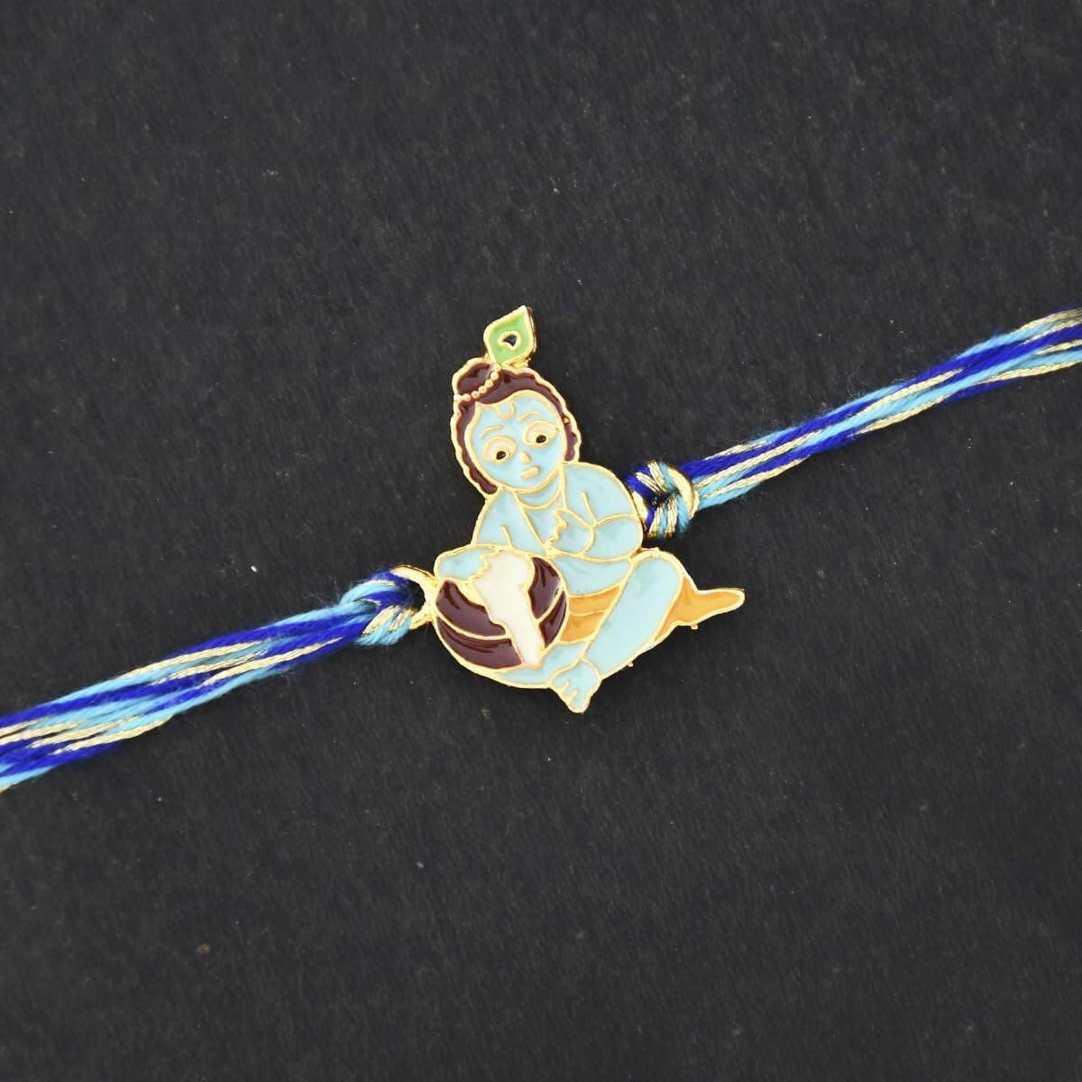 Saugat Traders Traditional Rakhi for Brother with Gift Laddu Gopal Idol Chopra, Roli Chawal Pack, Exclusive - Bal Gopal Rakhi - God - Jaipuri - Younger Brothers Rakhi