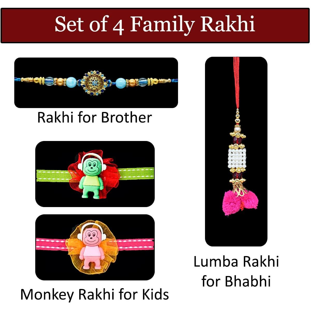 Saugat Traders Rakhi for Bhaiya - 1 Designer Lumba Rakhi for Bhabhi - 2 Cartoon Character Rakhi for Kids - Handmade Rakhi for Bhaiya with Roli Chawal Chopra