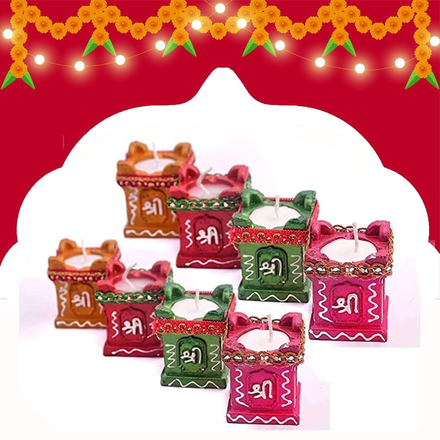 CraftVatika Diya for Home Diwali Decoration Items Puja,8 Sets Handmade Earthen Clay Terracotta Decorative Diya,Candles Pooja Purpose Outdoor Indoor Garden Decor (Pack of 8)