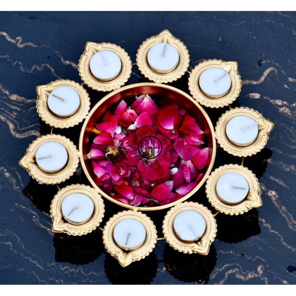 DSH Handcrafted Diya Urli Bowl for Floating Flowers and T- Light Candles Table Decor (12 Inch) Diwali Home Decor
