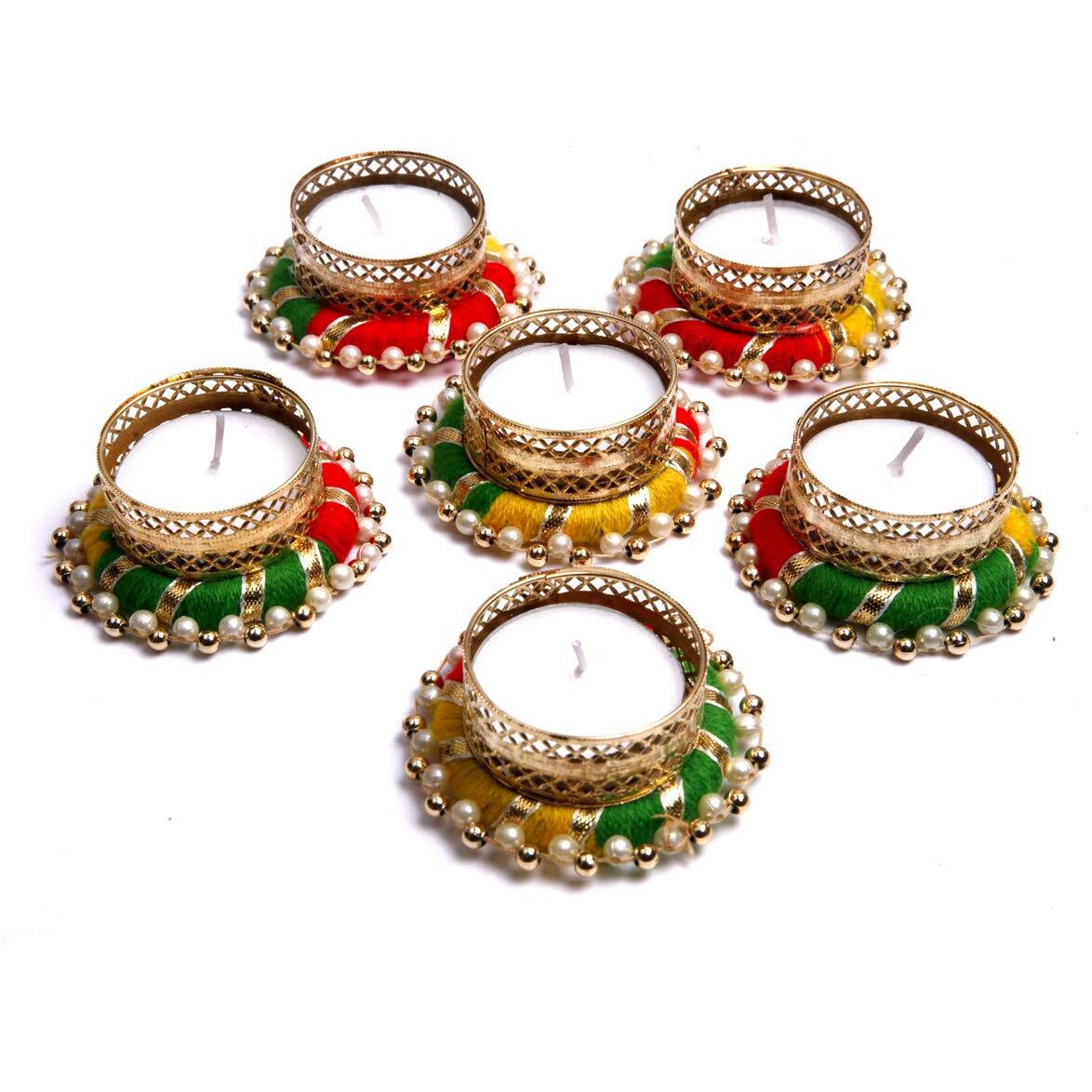 Prapti Handicrafts Handcrafted TeaLight Candle Holders for Diwali Decoration/Diya with Candles (10)