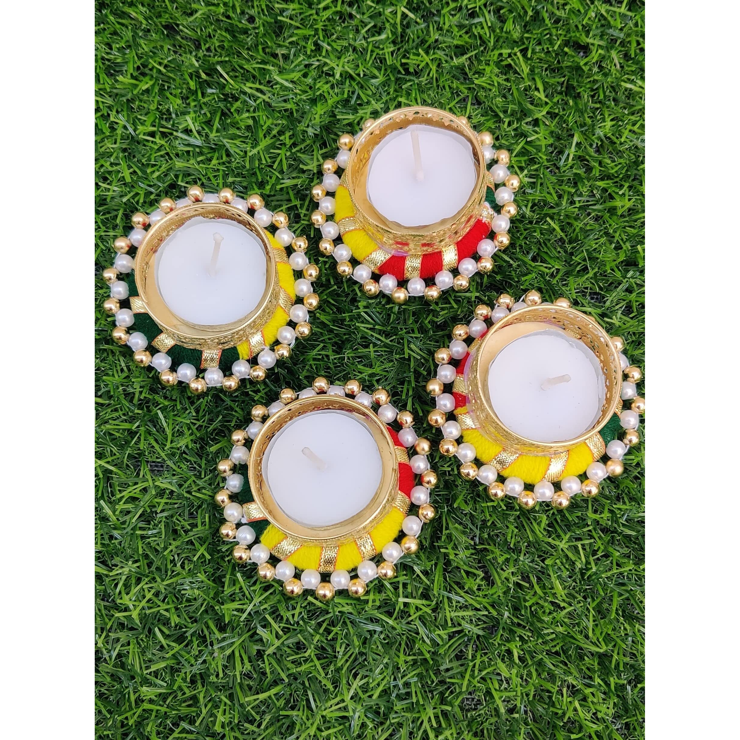 Prapti Handicrafts Handcrafted TeaLight Candle Holders for Diwali Decoration/Diya with Candles (10)