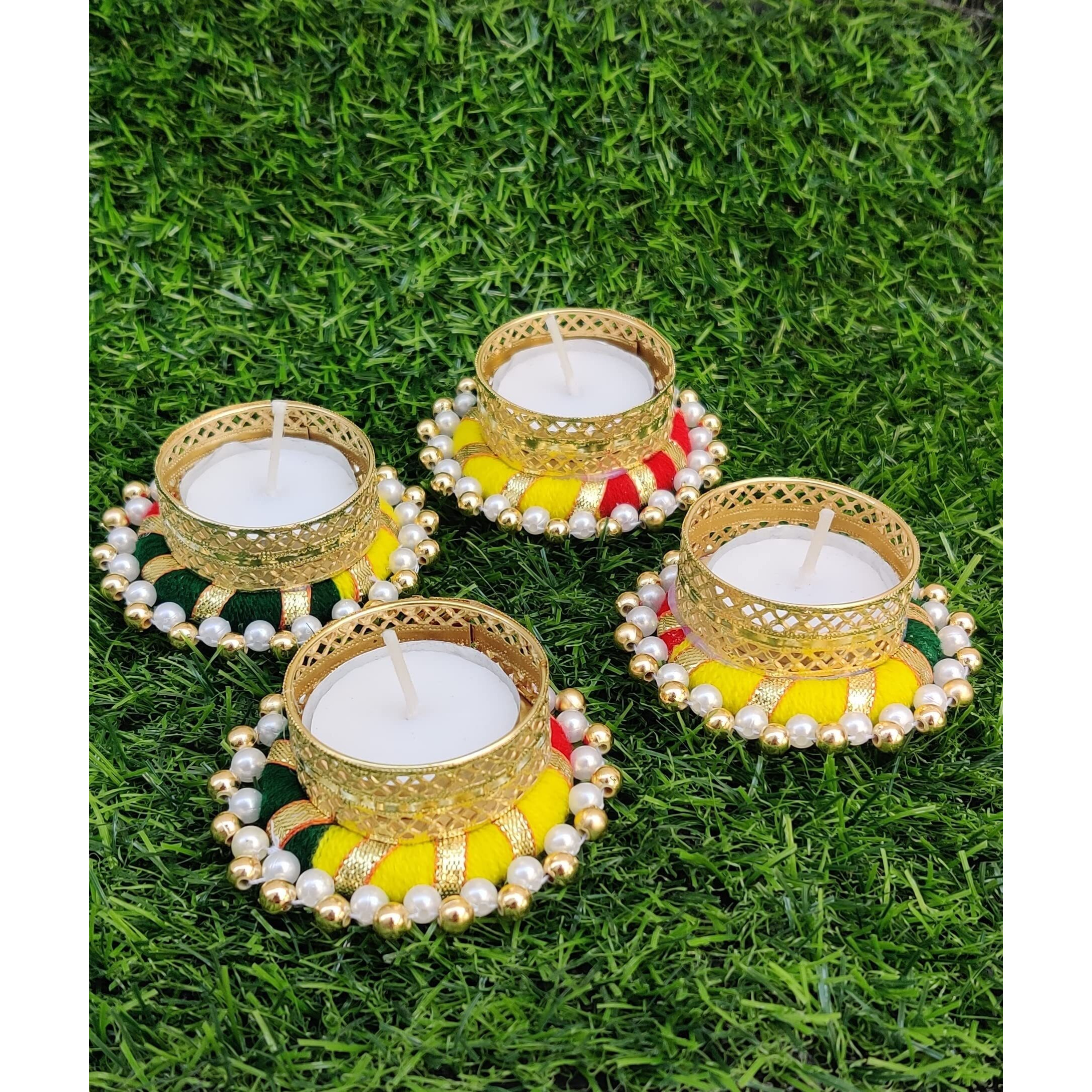 Prapti Handicrafts Handcrafted TeaLight Candle Holders for Diwali Decoration/Diya with Candles (10)