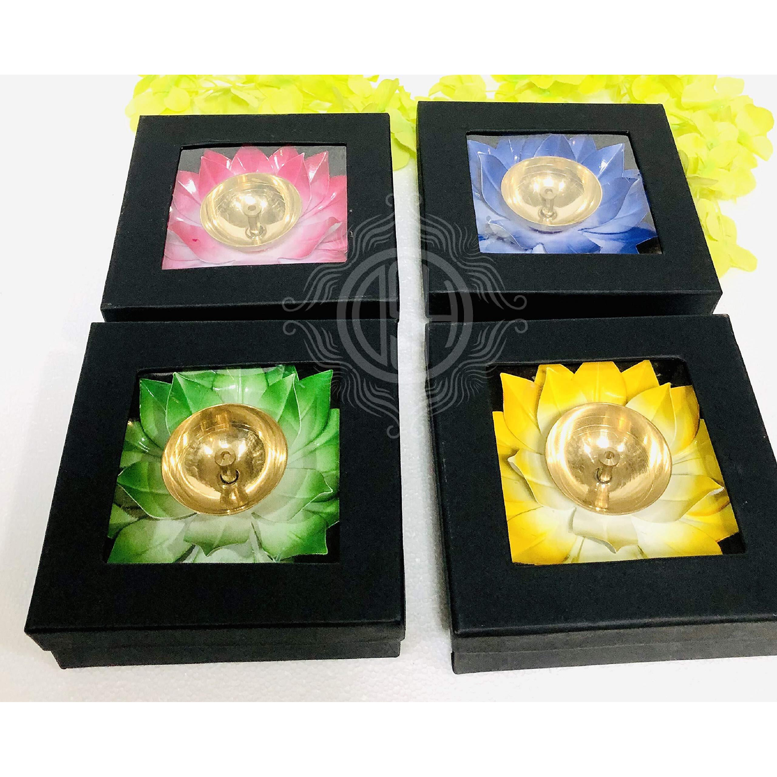 DSH Brass Lotus/Kamal Design Diya Deepak Gift Pack | Akhand Jyot | Arti Poojan Temple Home Dcor (Pink)