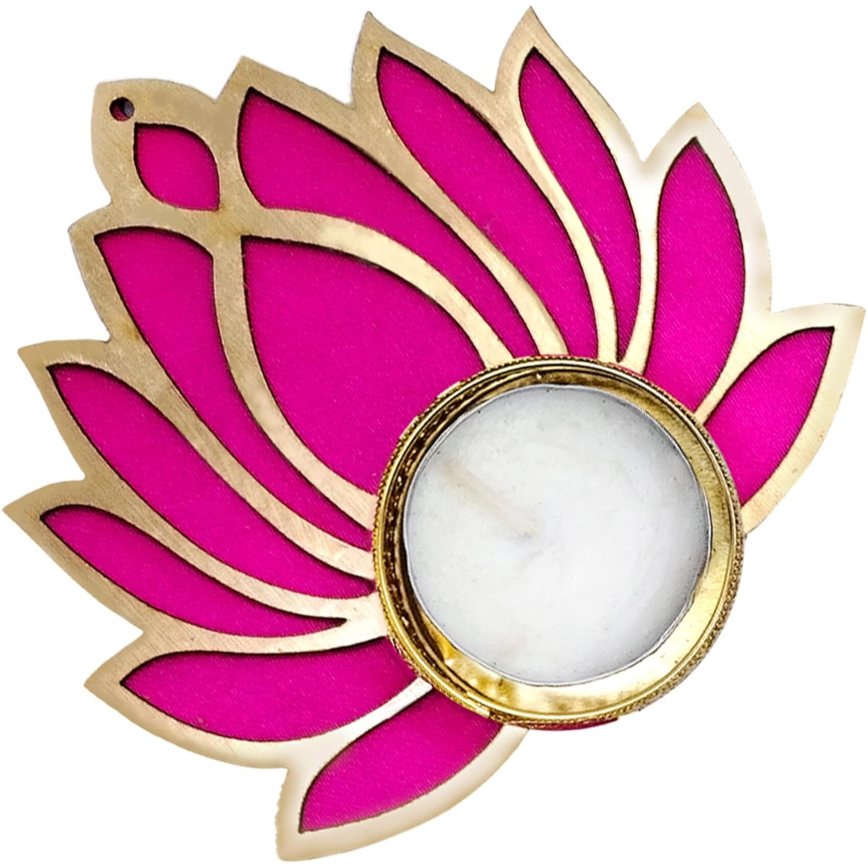 ProKart Premium Pink Lotus Wooden Chudi Diya Rangoli with Moti Beads Centre Diya | Decoration for Diwali, Dashera, Rangoli, Pooja, Decorations, Festival, Wedding Decorations (Pink, Pack of 6)