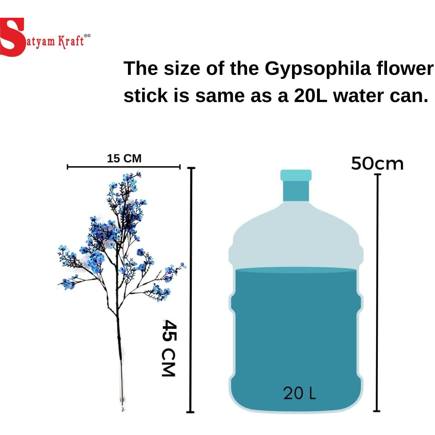 SATYAM KRAFT 5 Pcs Artificial Babys Breath Gypsophila Sticks Flowers Decorative Items, Home Decor, Rakshabandhan Decoration (without Vase) (Multicolor) (fabric)