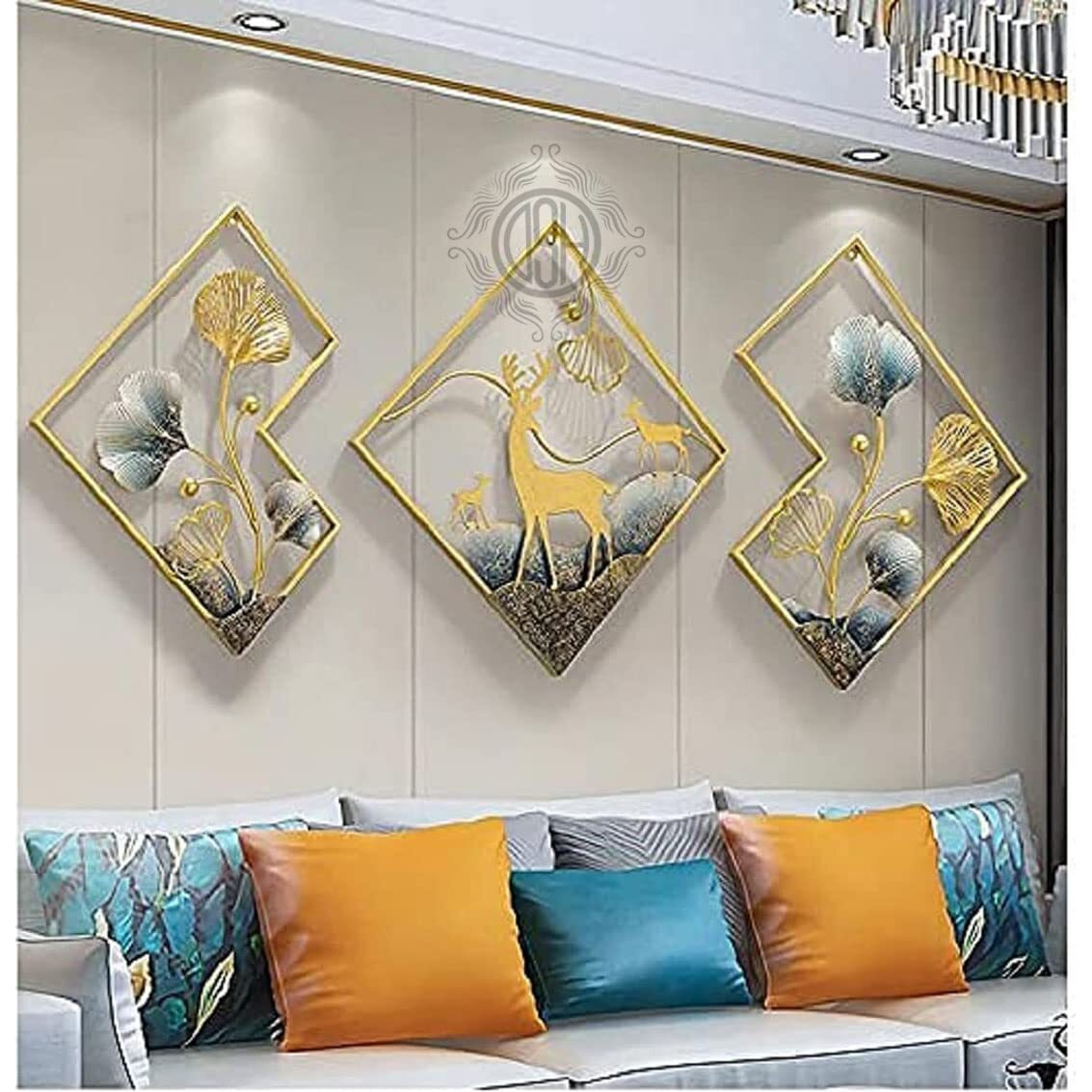 DSH CRAFTING YOUR CURIOSITY Dsh Metal Wall Decor Deer Wall Hanging For Decoration (Dear-Blu-3P)(Multi)