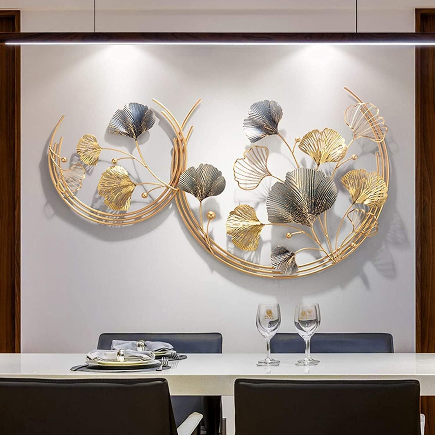 RIZIK STORE Metal Abstract Figures Wall Sculpture For Home Decor, Living Room & Bedroom (Double Moon) (44X27 Inches)