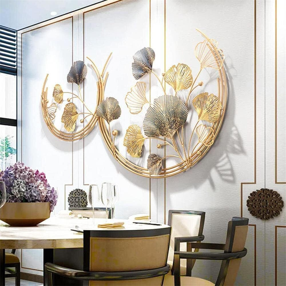 RIZIK STORE Metal Abstract Figures Wall Sculpture For Home Decor, Living Room & Bedroom (Double Moon) (44X27 Inches)