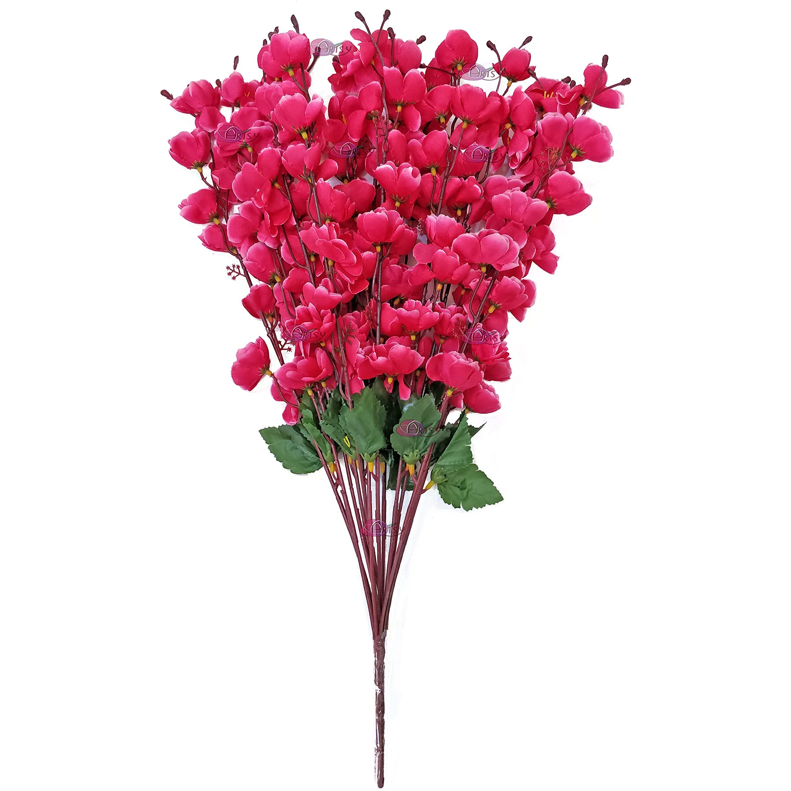 ARTSY Artificial Flowers for Decoration Cherry Blossom Flower Bunch for vase, Home Decor, Office decor, artificial plant, gift, craft, without vase, Combo, pack of 2 Pieces, Pink 55 cm height