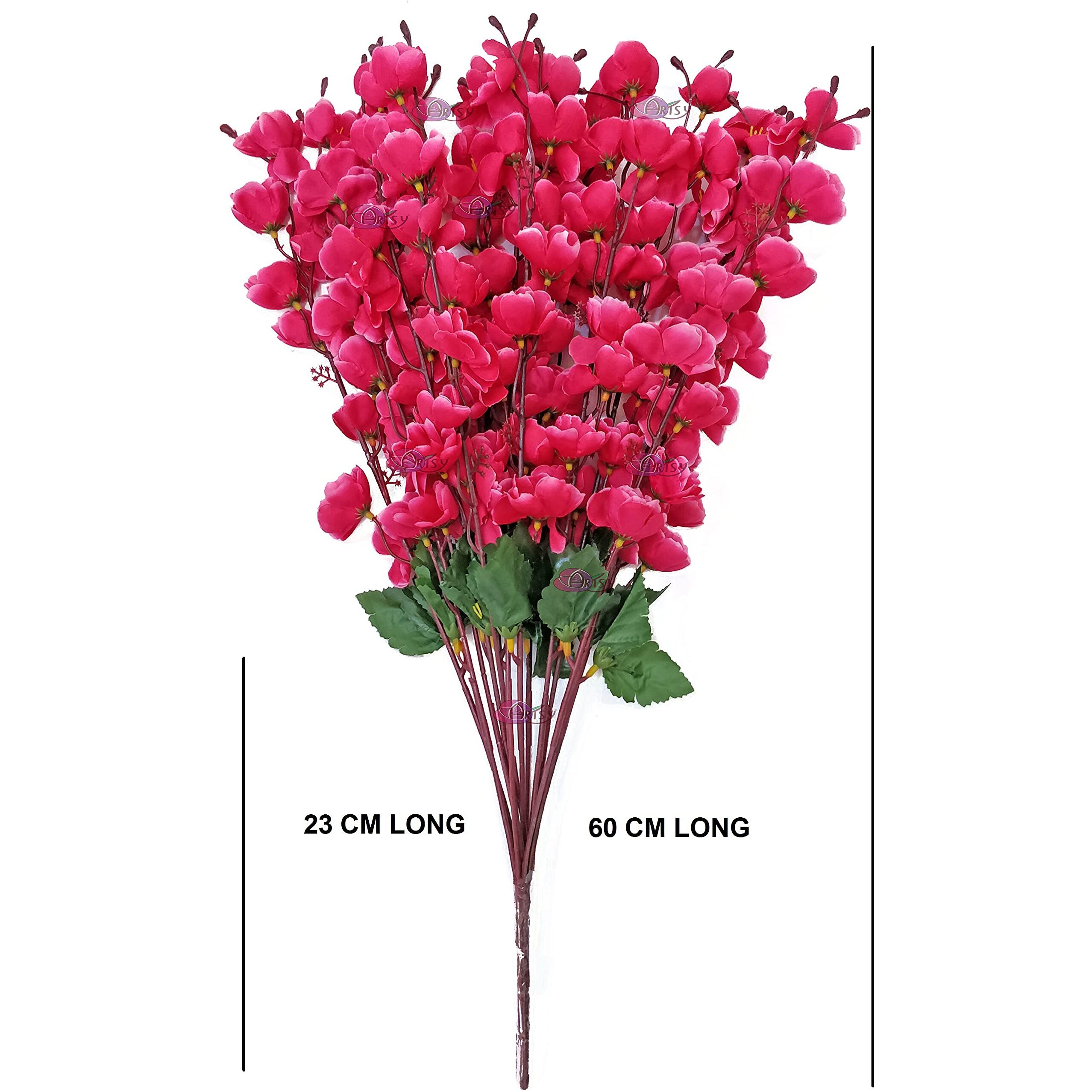 ARTSY Artificial Flowers for Decoration Cherry Blossom Flower Bunch for vase, Home Decor, Office decor, artificial plant, gift, craft, without vase, Combo, pack of 2 Pieces, Pink 55 cm height
