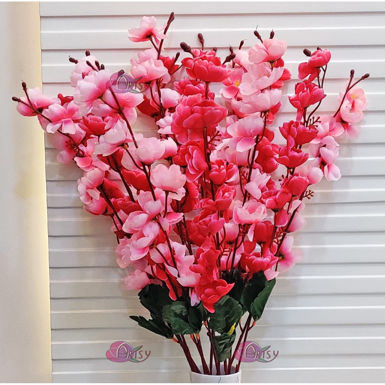 ARTSY Artificial Flowers for Decoration Cherry Blossom Flower Bunch for vase, Home Decor, Office decor, artificial plant, gift, craft, without vase, Combo, pack of 2 Pieces, 55 cm height
