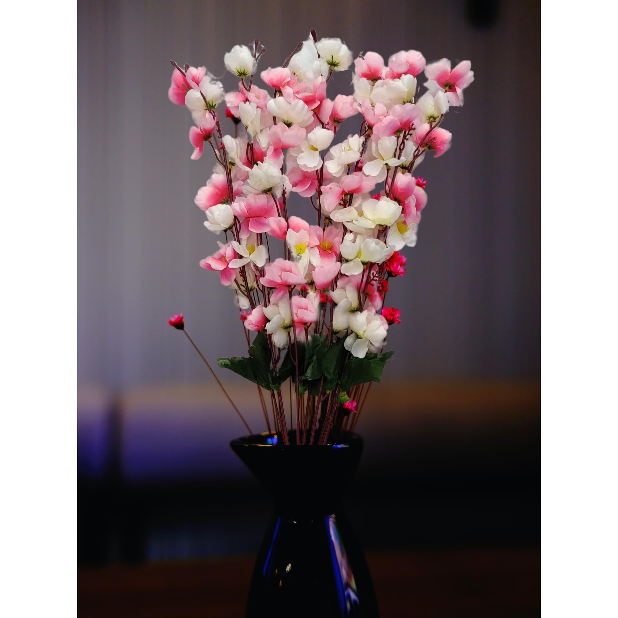 ARTSY Artificial Flowers for Decoration, Home Decor, Cherry Blossom Flower Bunch for vase, gift, artificial plant, Office Decor, without vase,babypink multi, 55 cm height, 1 Piece