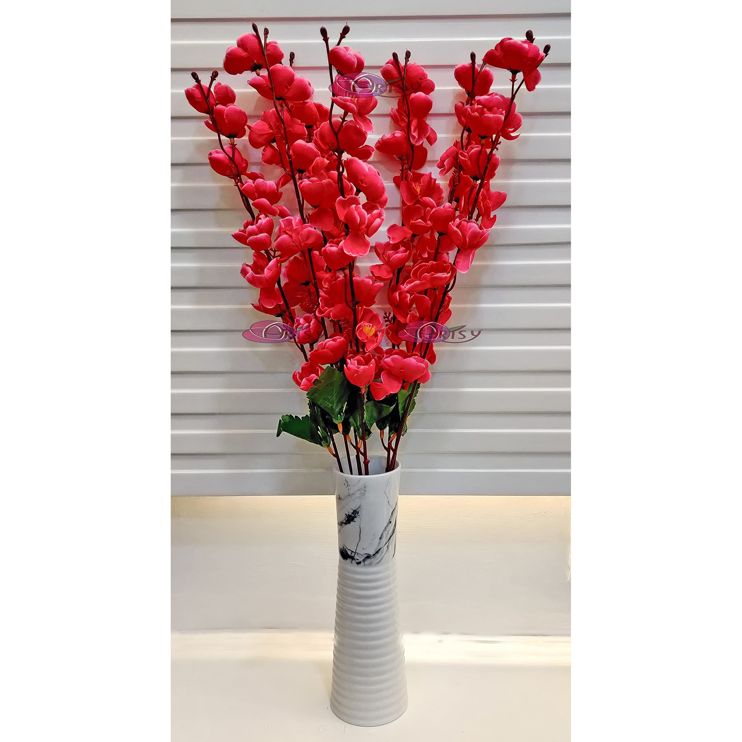 ARTSY Artificial Flowers for Decoration Cherry Blossom Flower Bunch for vase, Home Decor, Office decor, artificial plant, gift, craft, without vase, Pink 1 Piece, 55 cm height