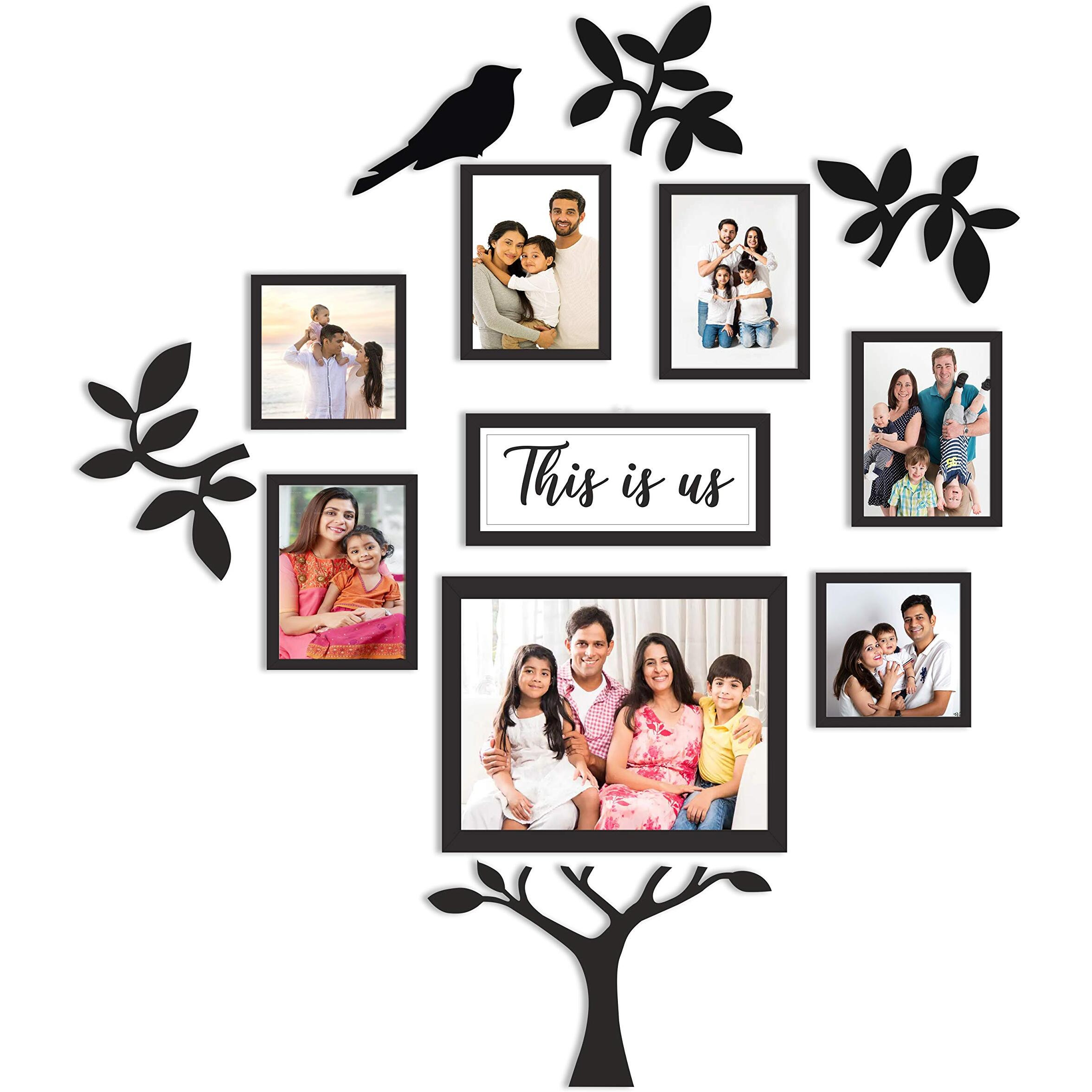 PAPER PLANE DESIGN Family Tree Collage Photo Frames for Wall Decor Set (Style-7)