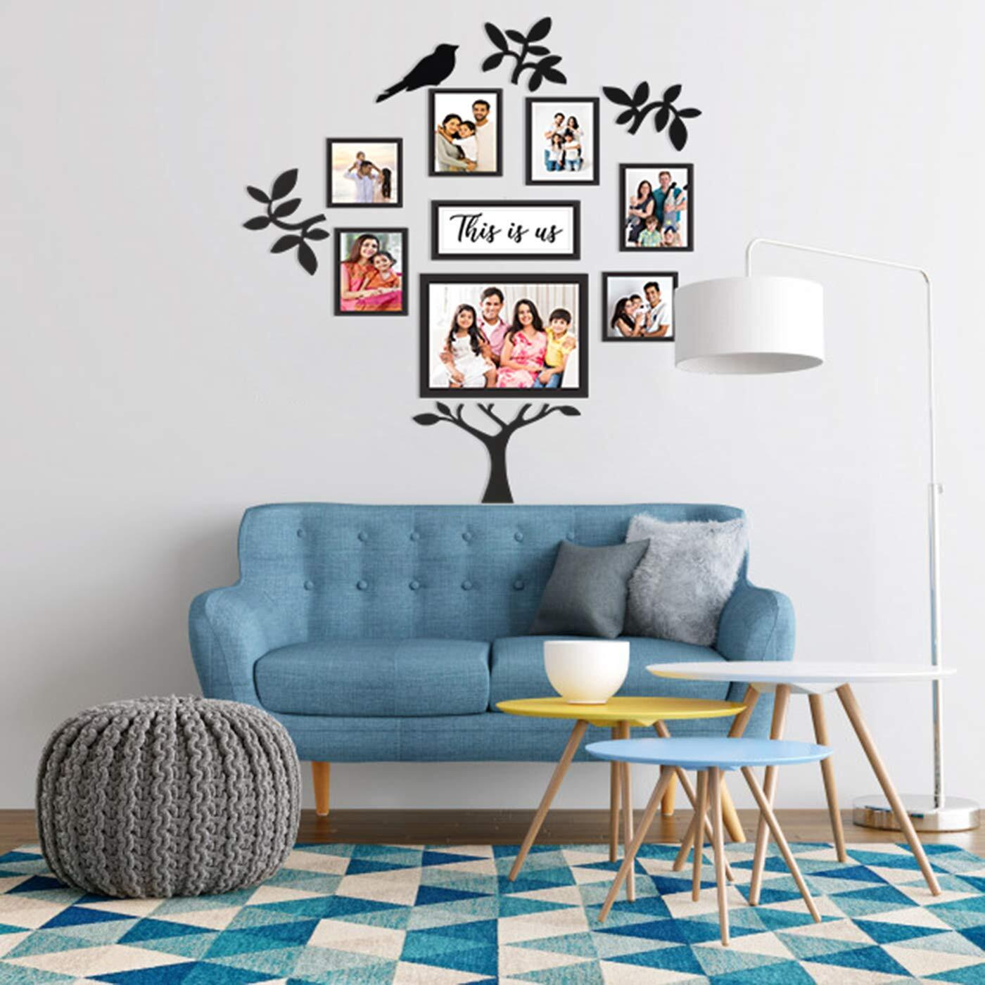 PAPER PLANE DESIGN Family Tree Collage Photo Frames for Wall Decor Set (Style-7)