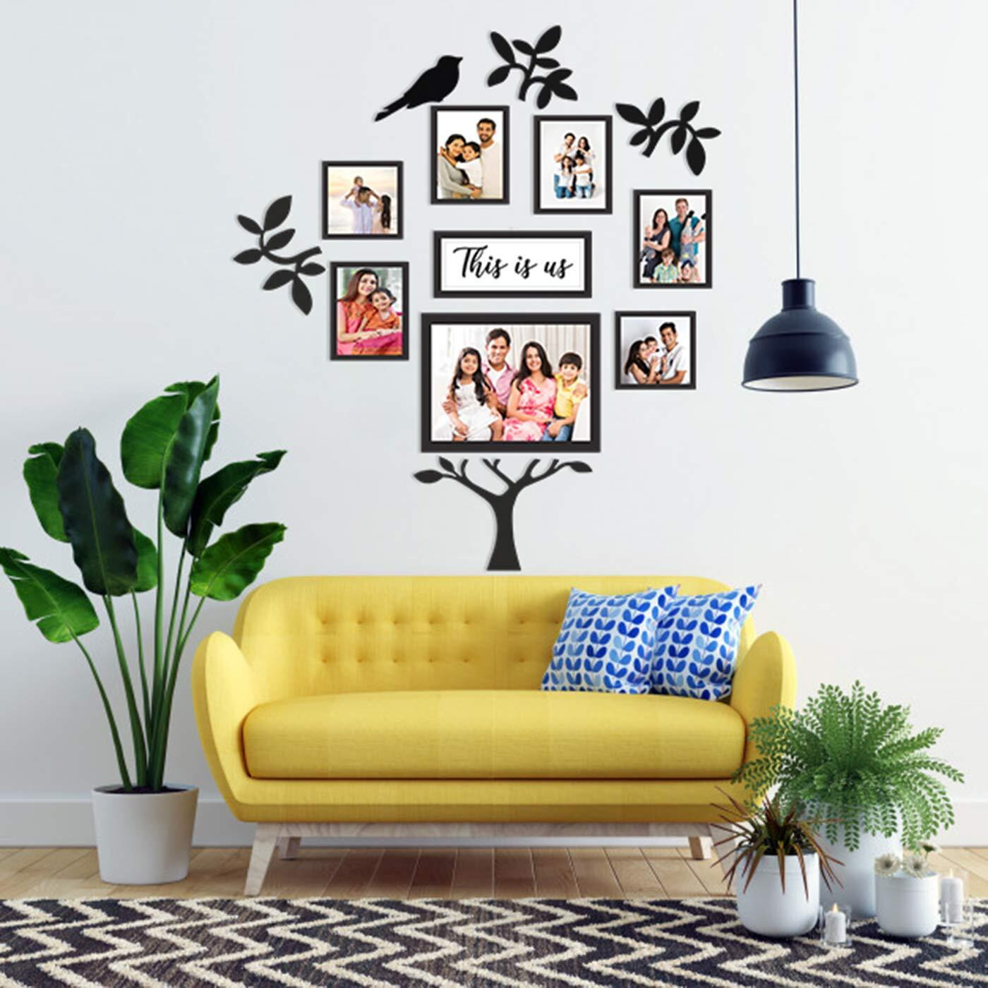 PAPER PLANE DESIGN Family Tree Collage Photo Frames for Wall Decor Set (Style-7)