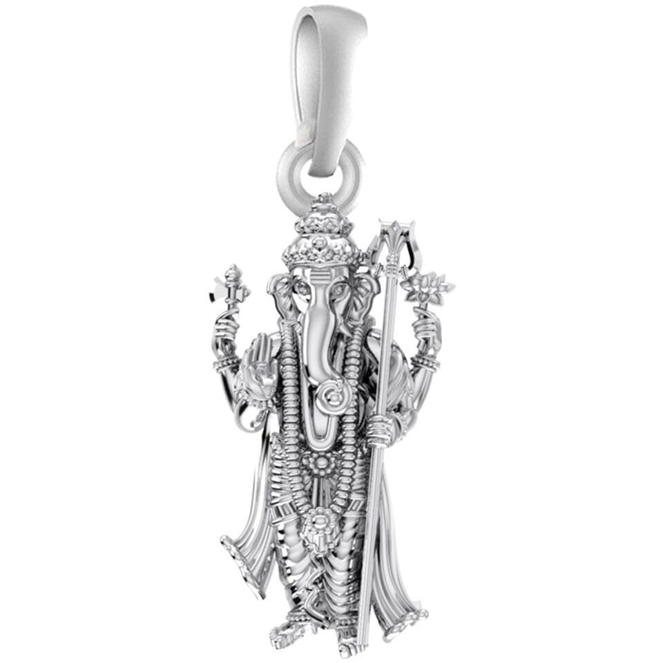 Akshat Sapphire Sterling Silver (92.5% purity) God Ganesh Pendant for Men & Women Pure Silver Lord Ganapathy Locket for Good Health & Wealth