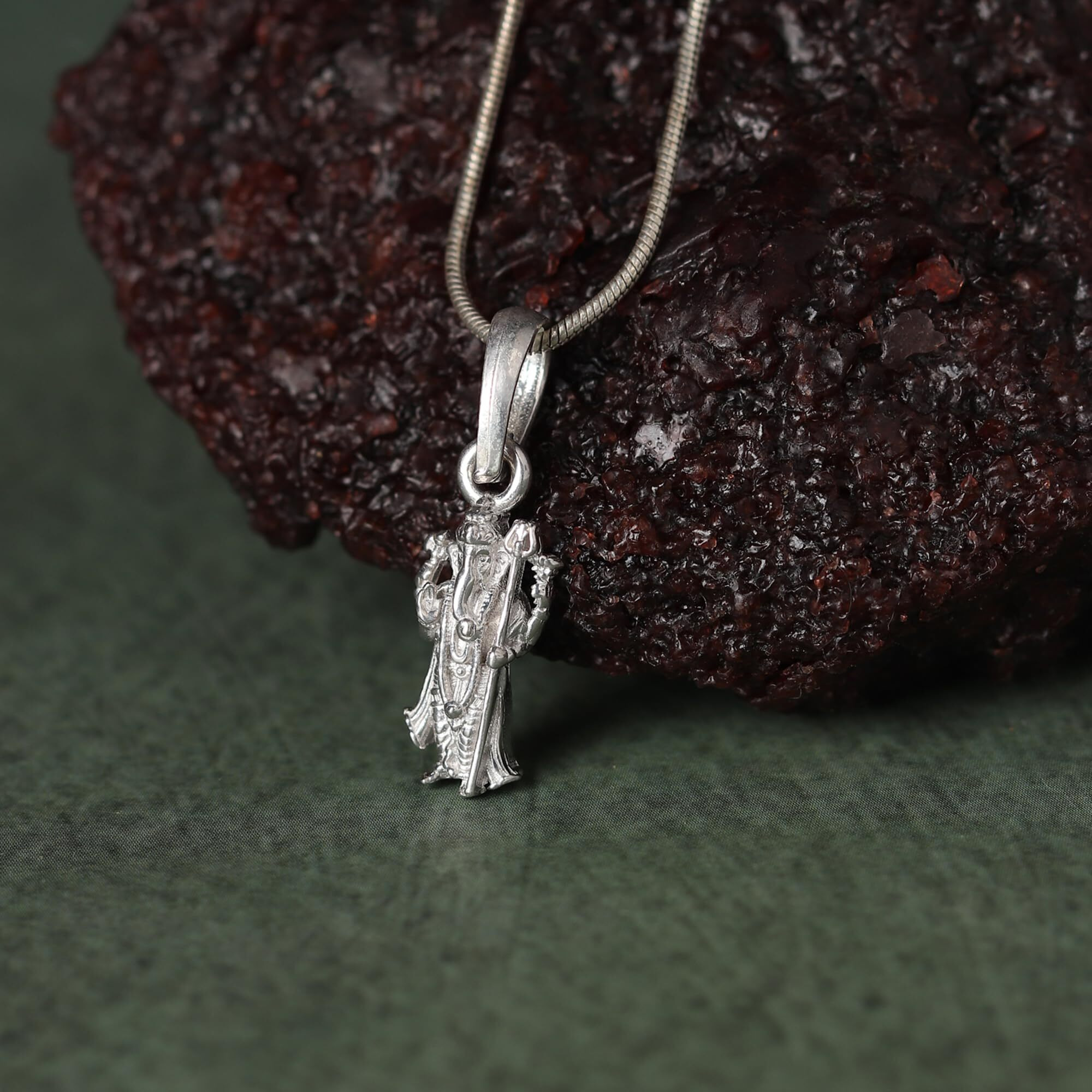 Akshat Sapphire Sterling Silver (92.5% purity) God Ganesh Pendant for Men & Women Pure Silver Lord Ganapathy Locket for Good Health & Wealth
