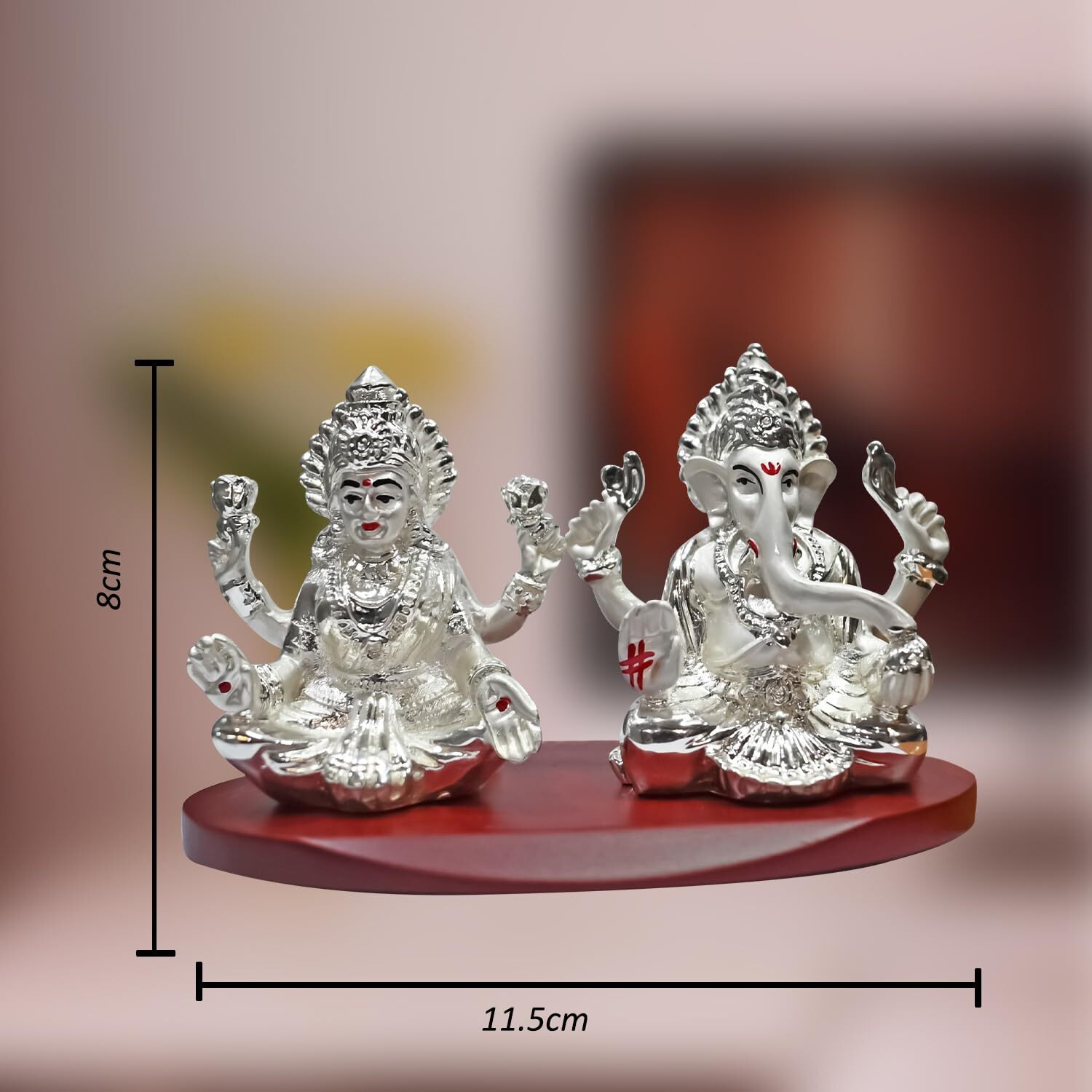 DIVINITI 999 Silver Plated Lakshmi Ganesha Idol for Home Decor|Lakshmi Ganesh Ji Statue for Tabletop, Office Desk, Temple|Religious Sculpture for Pooja, Worship, Gift