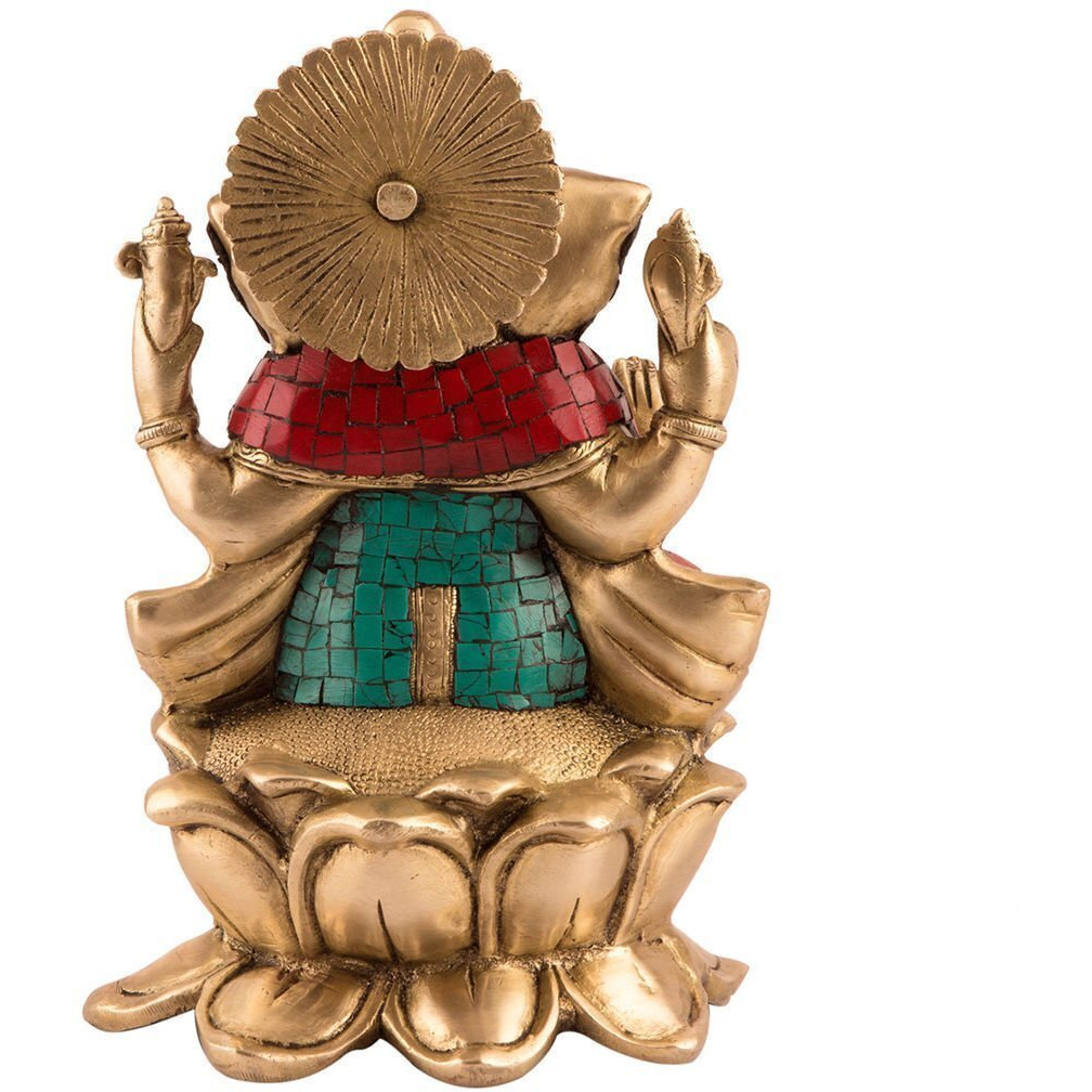 Collectible India Brass Ganesh Statue (Size 9.5 x 6 Inches)
