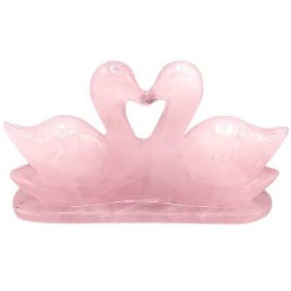 GOLDEN QUARTZ - THE CRYSTAL HUB - Handcrafted from Natural Crystal Stone Ganpati, Shiv Face, Horse, Parrot, Cockatoo, Unicorn, Owl Fish Eagle Snake Dog (Rose Quartz Swan 70-100)