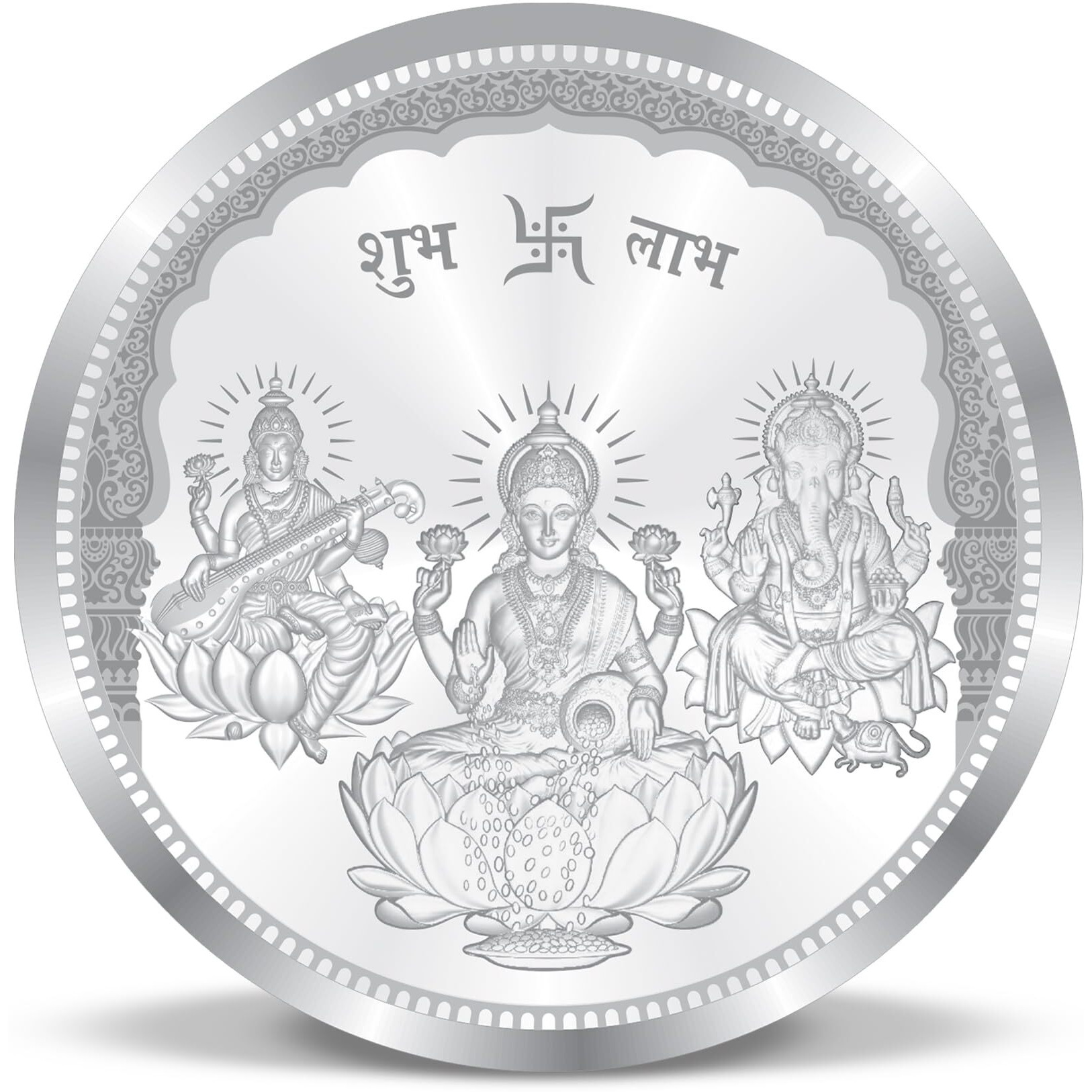 ACPL Precious Moments 10 Grams Silver Coin Ganesh Laxmi And Saraswati 999 Pure BIS Hallmarked by ACPL