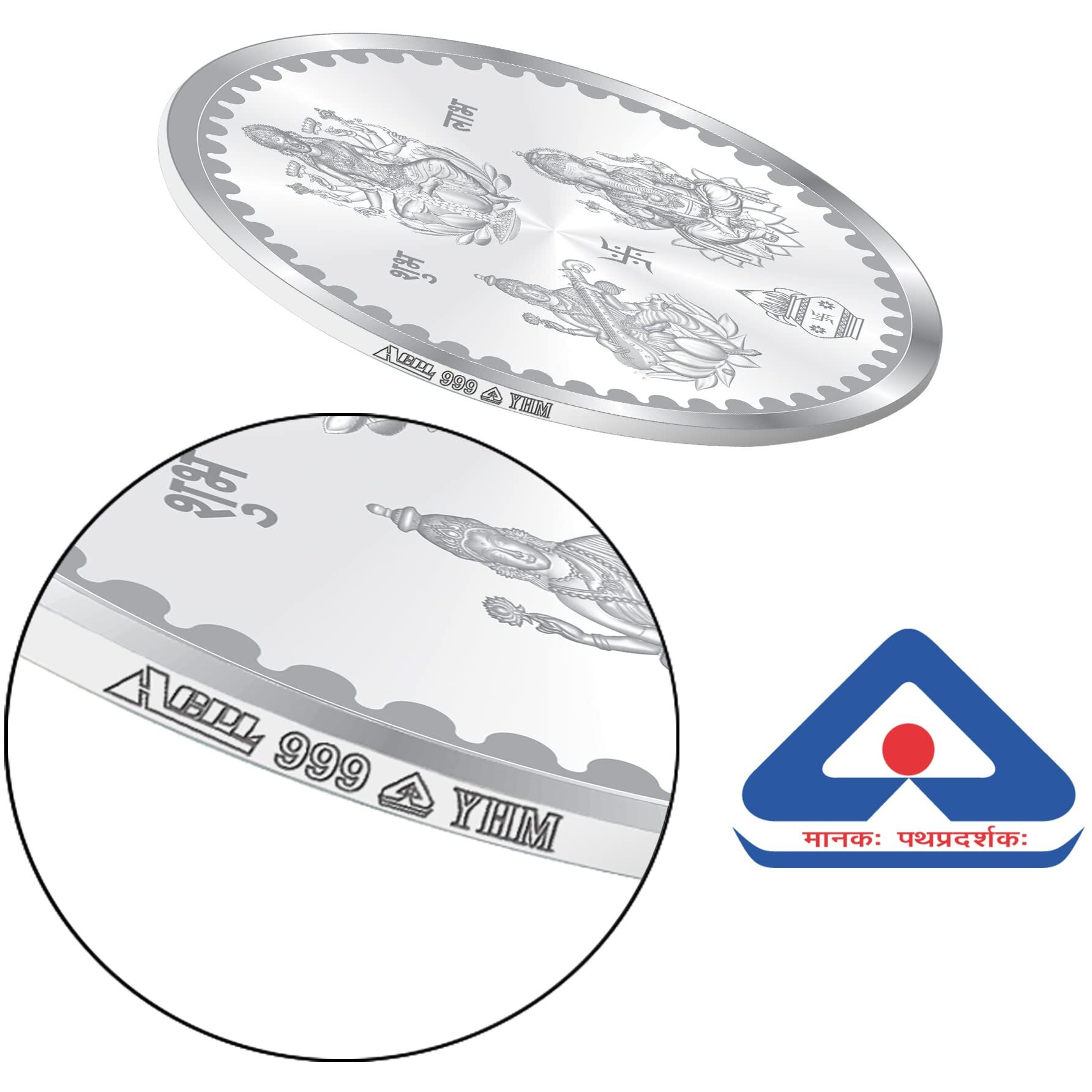 ACPL Precious Moments 10 Grams Silver Coin Ganesh Laxmi And Saraswati 999 Pure BIS Hallmarked by ACPL