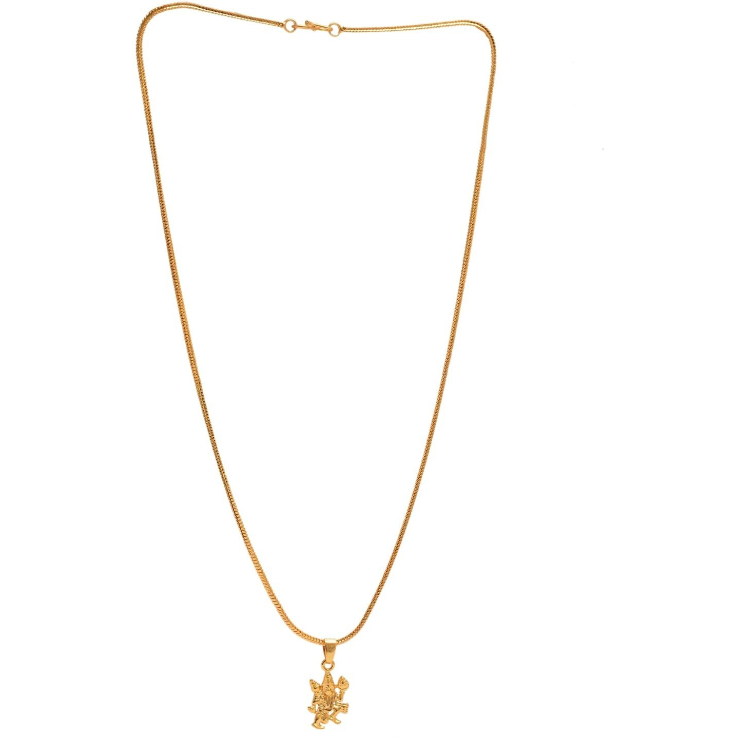 Jewar Mandi Locket Gold Plated GANESH JI, HANUMAN JI, LORD SHIVA OM , LAKSHMI JI, DURGA MAA, RADHA KRISHNA JI & FISH MACHALI Religious Pendant with Chain Jewelry (Hanuman Ji)