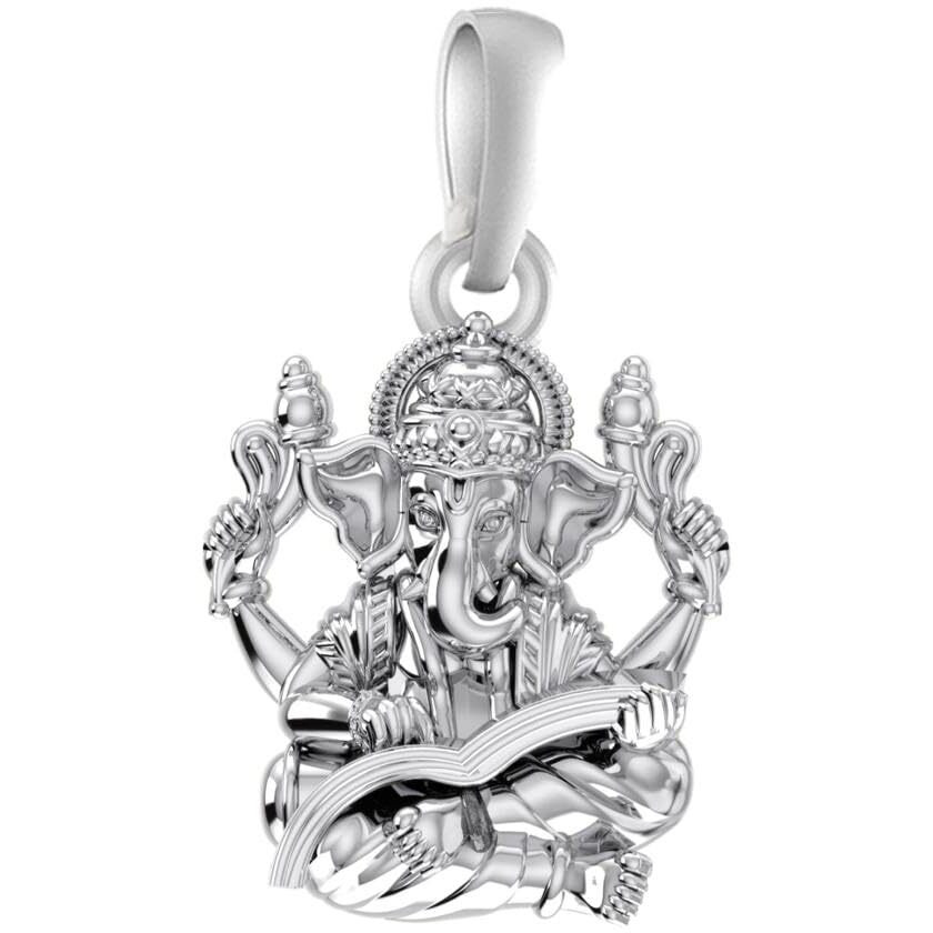 Akshat Sapphire Sterling Silver (92.5% purity) God Ganesh Pendant for Men & Women Pure Silver Lord Ganapathy Locket for Good Health & Wealth