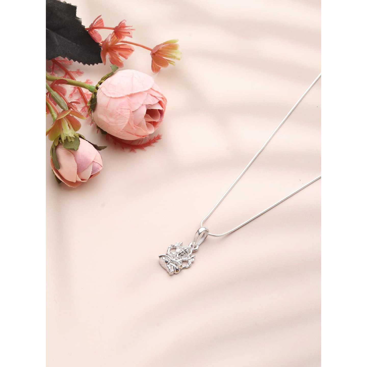 Akshat Sapphire Sterling Silver (92.5% purity) God Ganesh Pendant for Men & Women Pure Silver Lord Ganapathy Locket for Good Health & Wealth