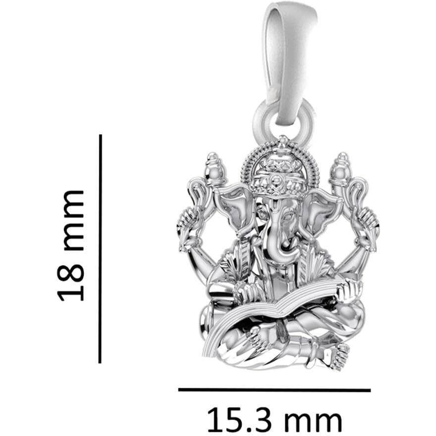 Akshat Sapphire Sterling Silver (92.5% purity) God Ganesh Pendant for Men & Women Pure Silver Lord Ganapathy Locket for Good Health & Wealth