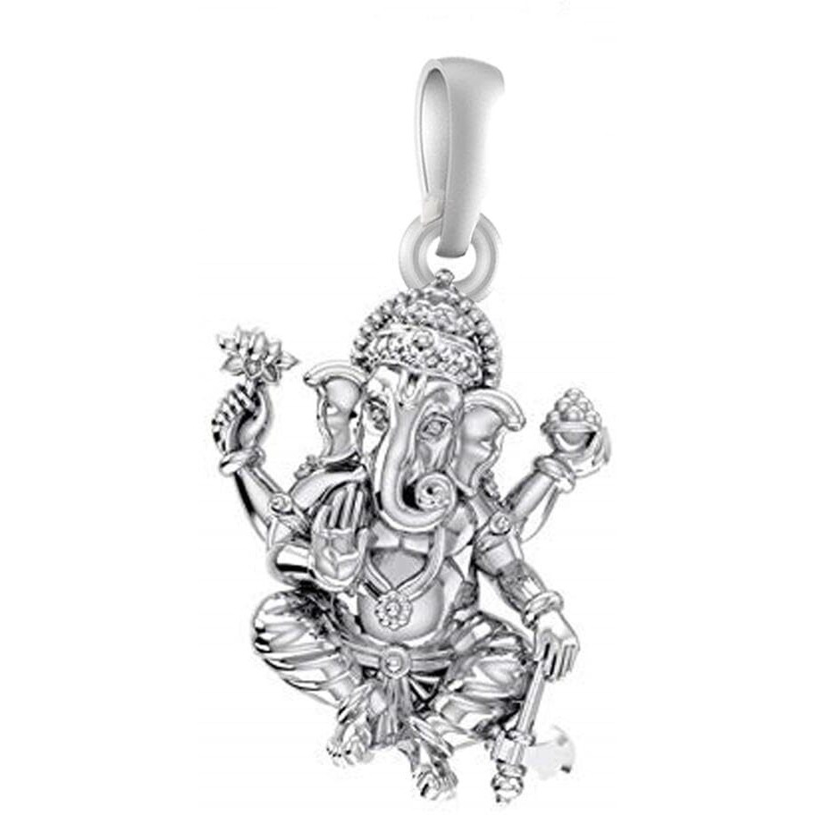 Akshat Sapphire Sterling Silver (92.5% purity) God Ganesh Pendant for Men & Women Pure Silver Lord Ganapathy Locket for Good Health & Wealth