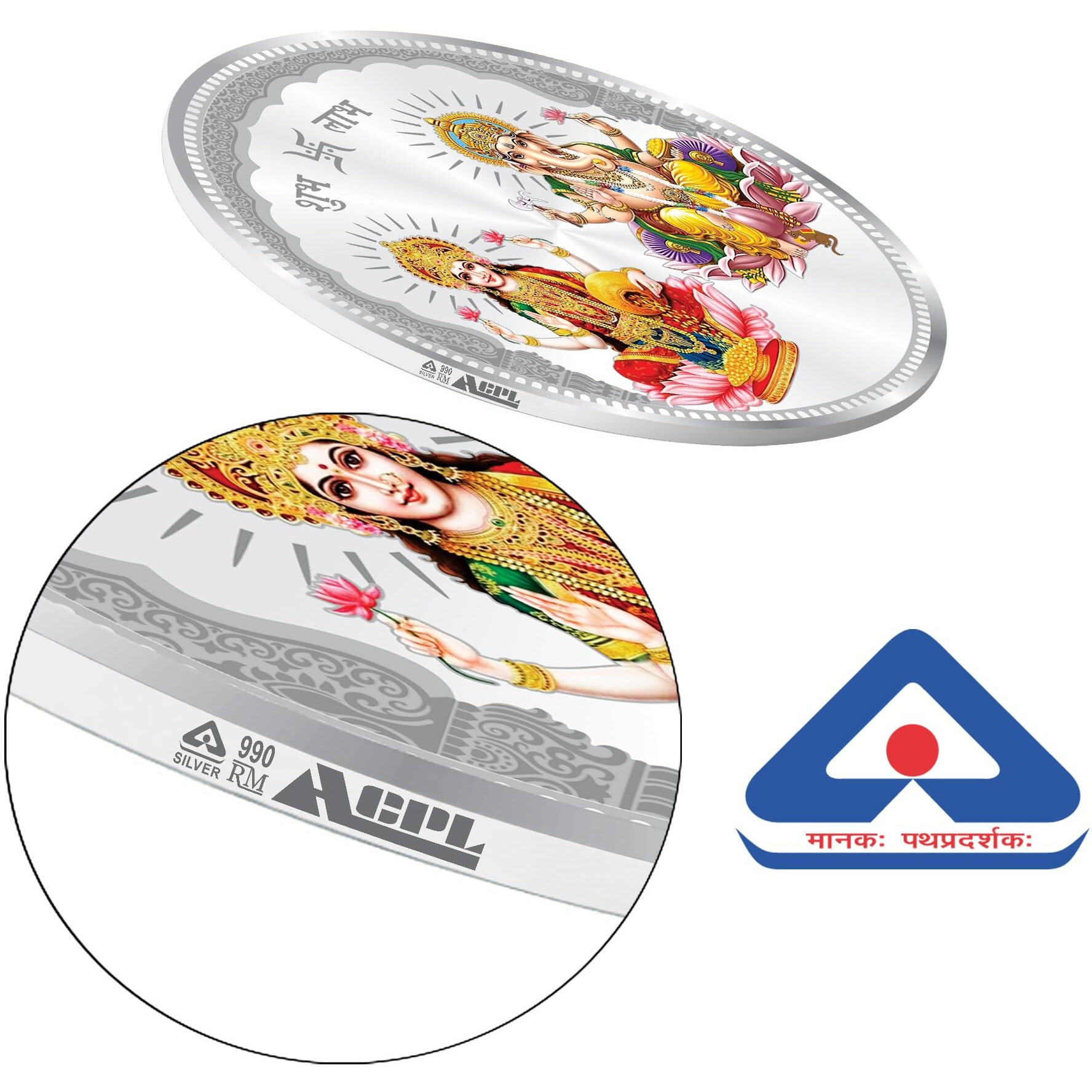 ACPL Precious Moments BIS Hallmarked Laxmi Ganesh 10 Gram Silver Coin 999 Pure