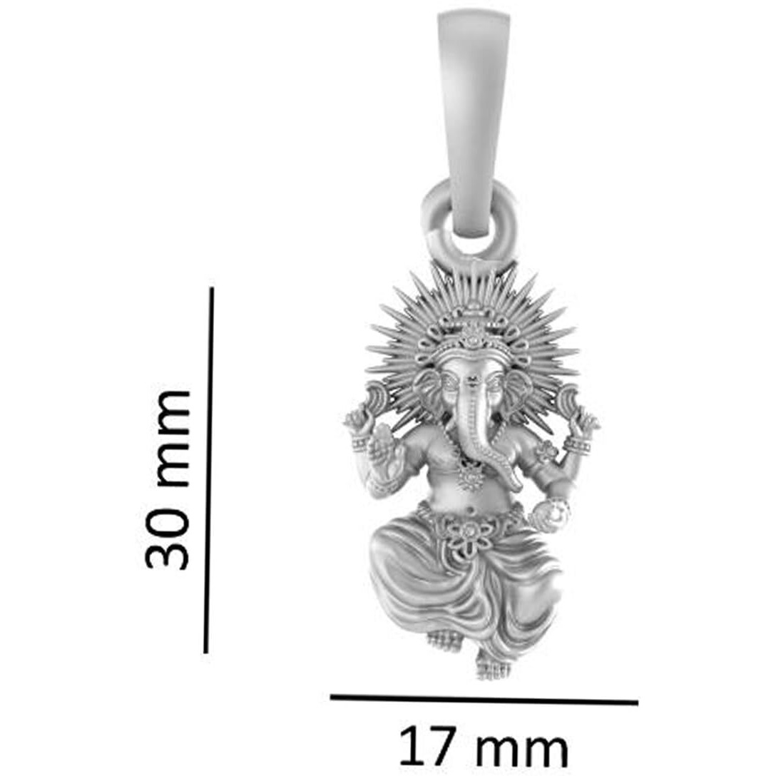 Akshat Sapphire Sterling Silver (92.5% purity) God Ganesh (Big Size) Pendant for Men & Women Pure Silver Lord Ganapathy (Big Size) Locket for Good Health & Wealth