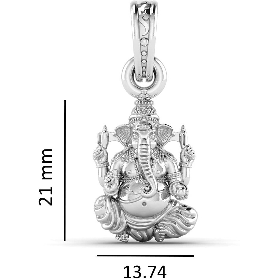 Akshat Sapphire Sterling Silver (92.5% purity) God Ganesh Pendant for Men & Women Pure Silver Lord Ganapathy Locket for Good Health & Wealth