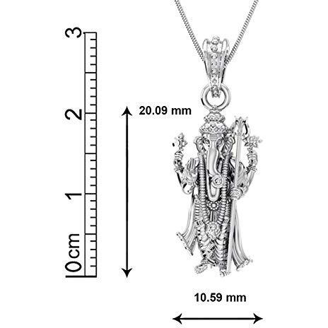 Akshat Sapphire Sterling Silver (92.5% purity) God Ganesh Pendant for Men & Women Pure Silver Lord Ganapathy Locket for Good Health & Wealth
