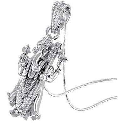 Akshat Sapphire Sterling Silver (92.5% purity) God Ganesh Pendant for Men & Women Pure Silver Lord Ganapathy Locket for Good Health & Wealth