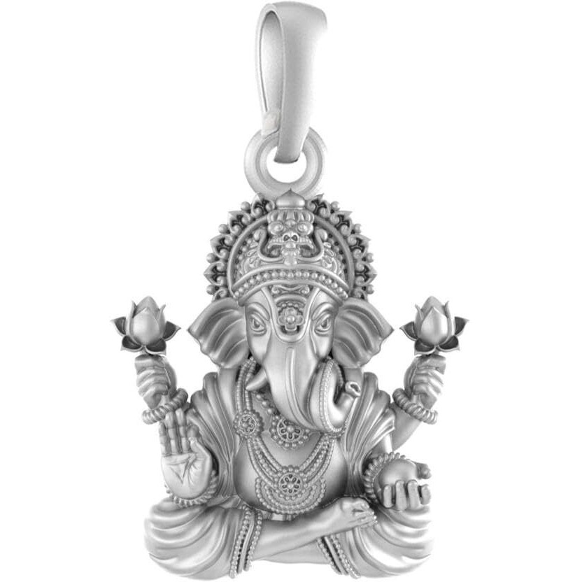Akshat Sapphire Sterling Silver (92.5% purity) God Ganesh Pendant for Men & Women Pure Silver Lord Ganapathy bapa Locket for Good Health & Wealth