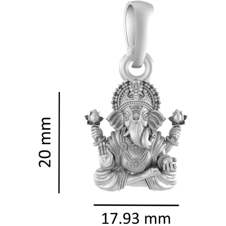 Akshat Sapphire Sterling Silver (92.5% purity) God Ganesh Pendant for Men & Women Pure Silver Lord Ganapathy bapa Locket for Good Health & Wealth